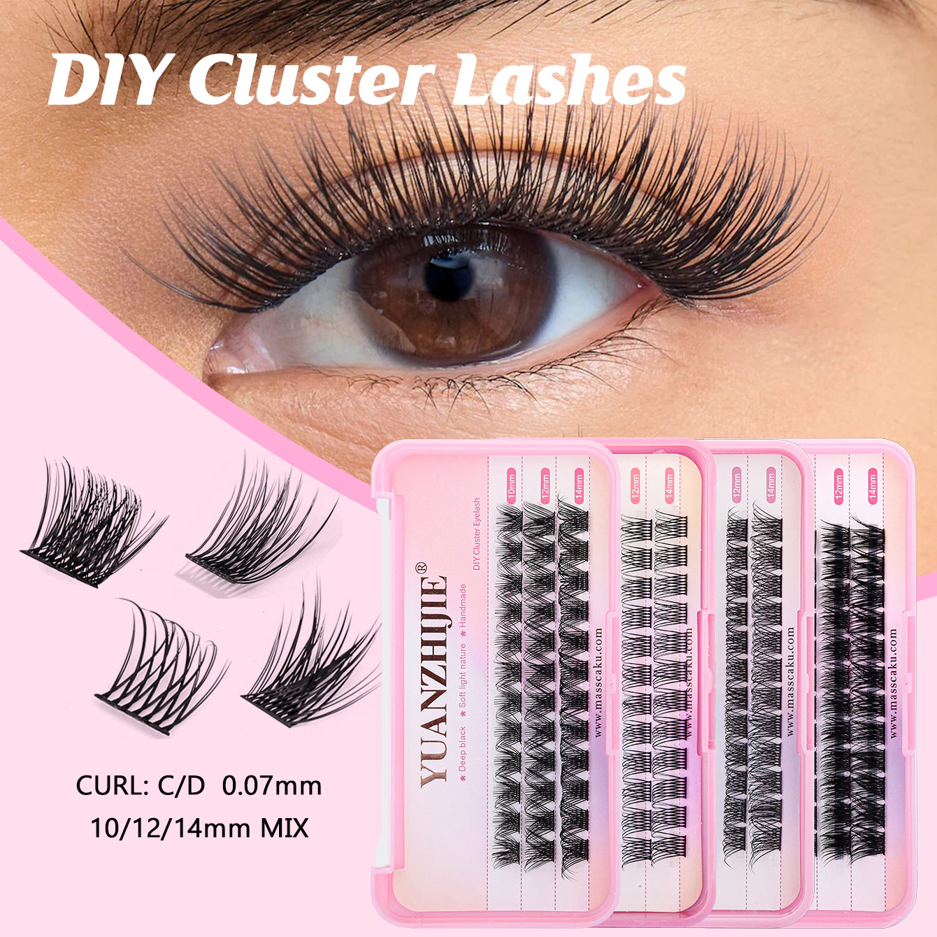 Eyelash Extension Cat Eye Wispy - YUANZHIJIE 36PCS Cluster Cat Eye Effect