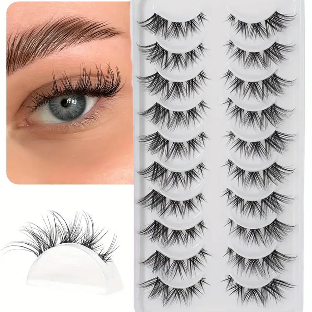 Eyelash Extension Cat Eye Wispy - 10 Pairs False Eyelashes Cluster Lashes