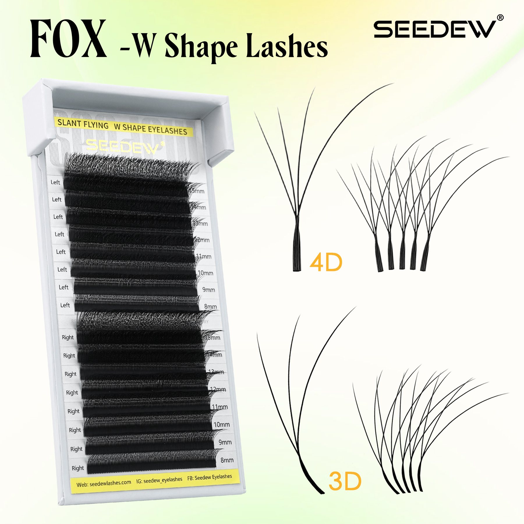 SEEDEW Fox 3D 4D Eyelash Exten - Eyelash Extension Cat Eye Wispy 评论和价格