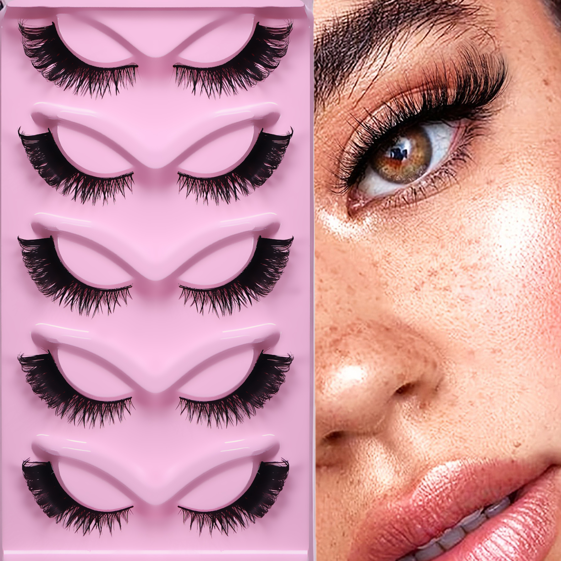 5 Pairs Cat Eye Lashes Fluffy  - Eyelash Extension Cat Eye Wispy 评论和价格