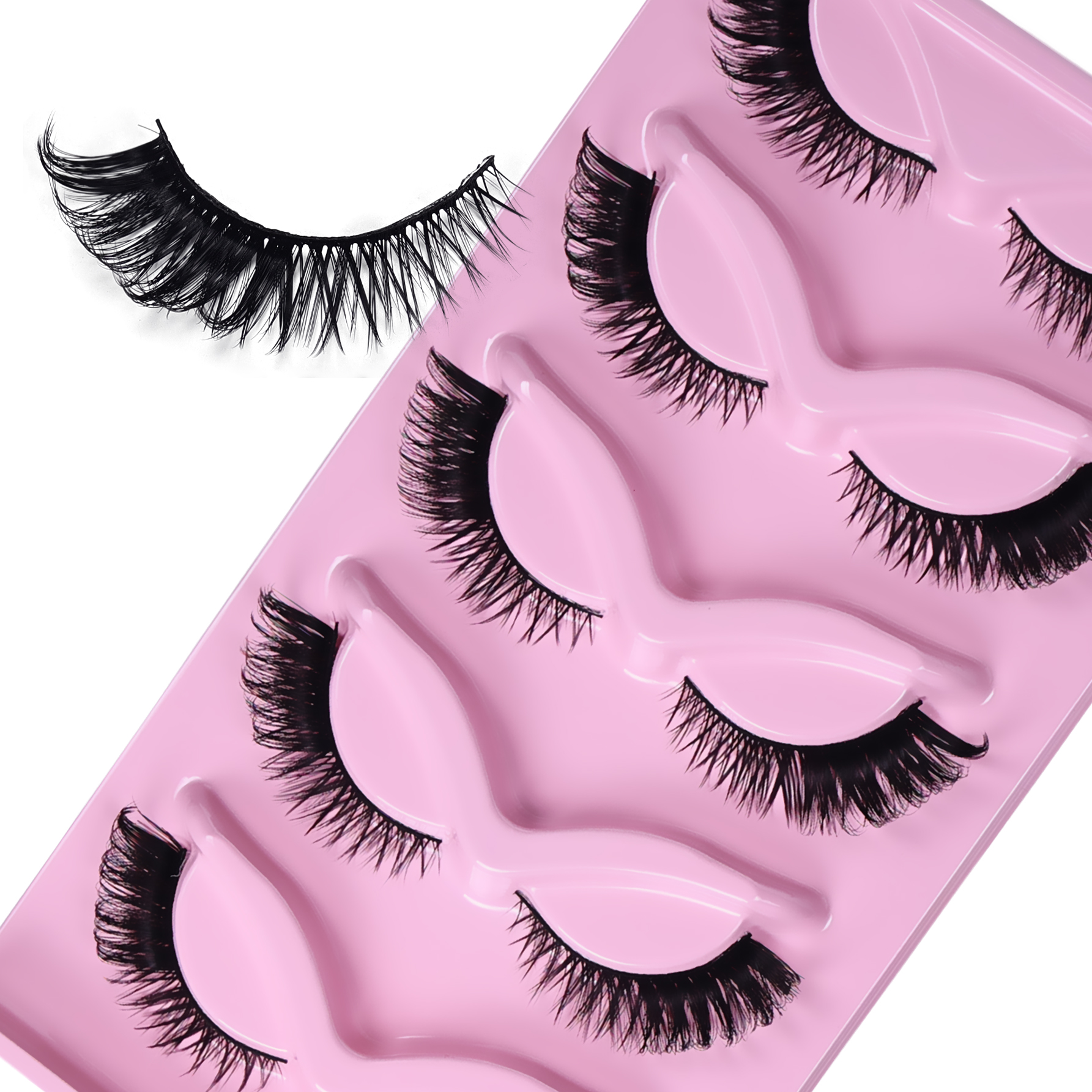 5 Pairs Cat Eye Lashes Fluffy  - Eyelash Extension Cat Eye Wispy 评论和价格