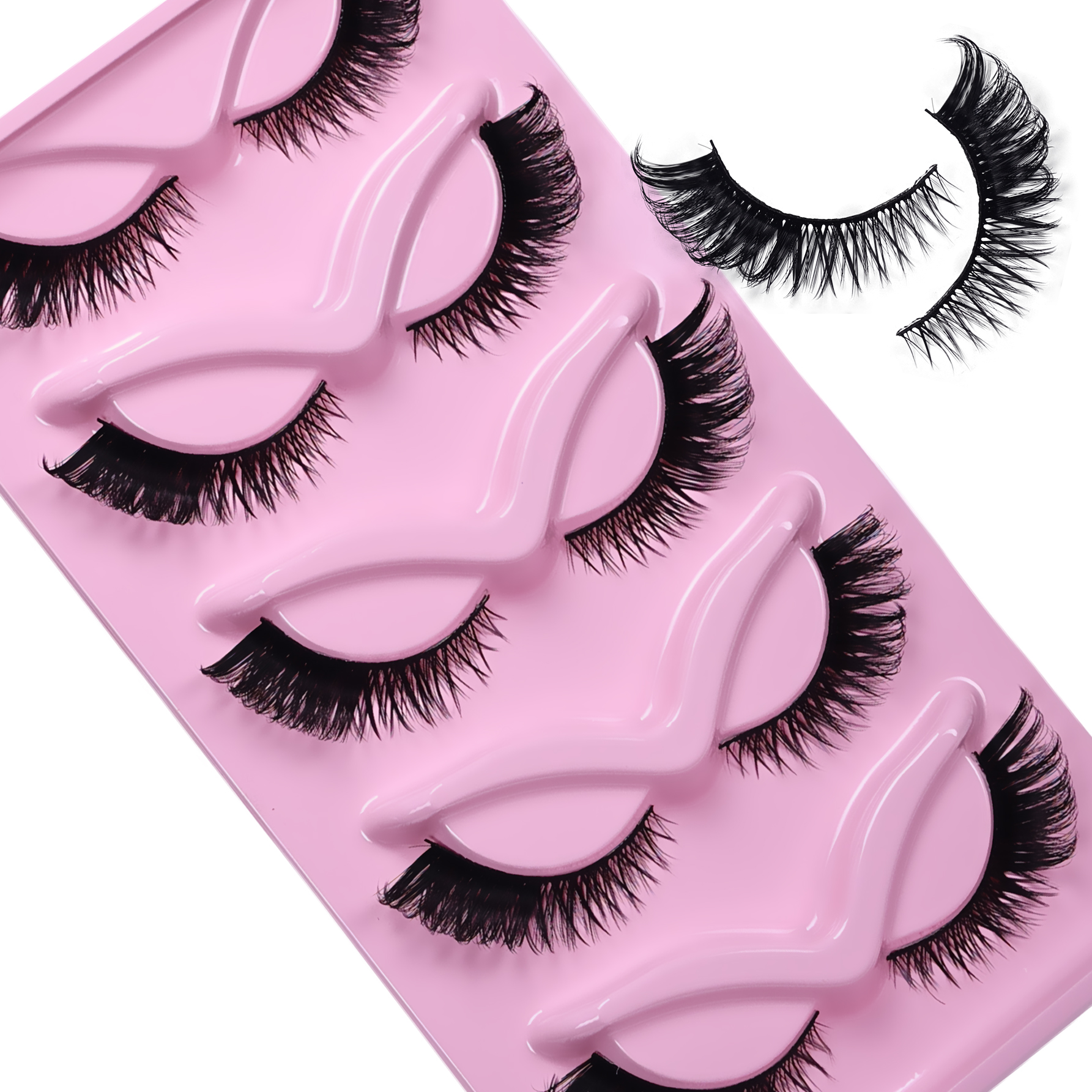 5 Pairs Cat Eye Lashes Fluffy  - Eyelash Extension Cat Eye Wispy 评论和价格