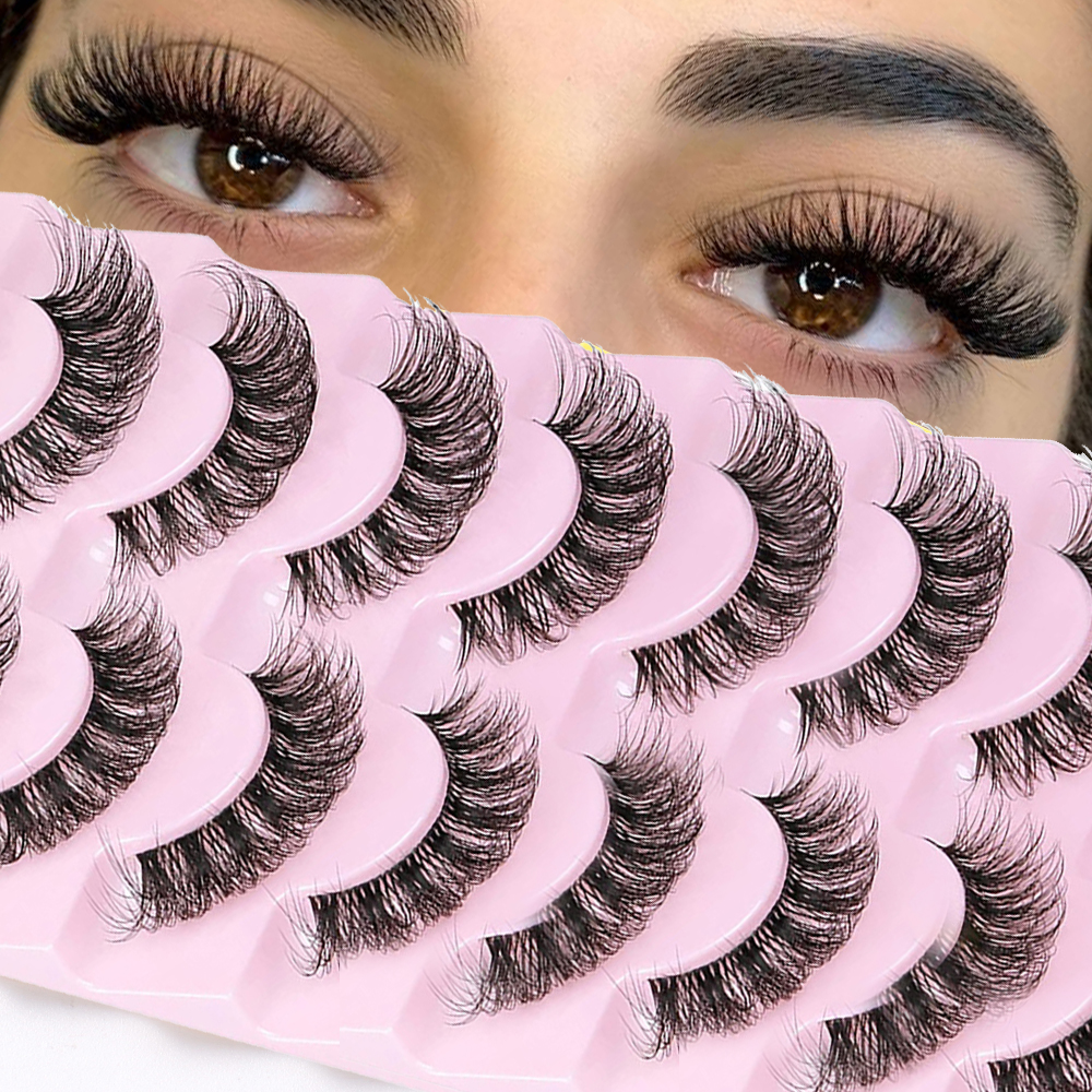 10 Pairs False Eyelashes 6D Su - Eyelash Extension Cat Eye Wispy 评论和价格