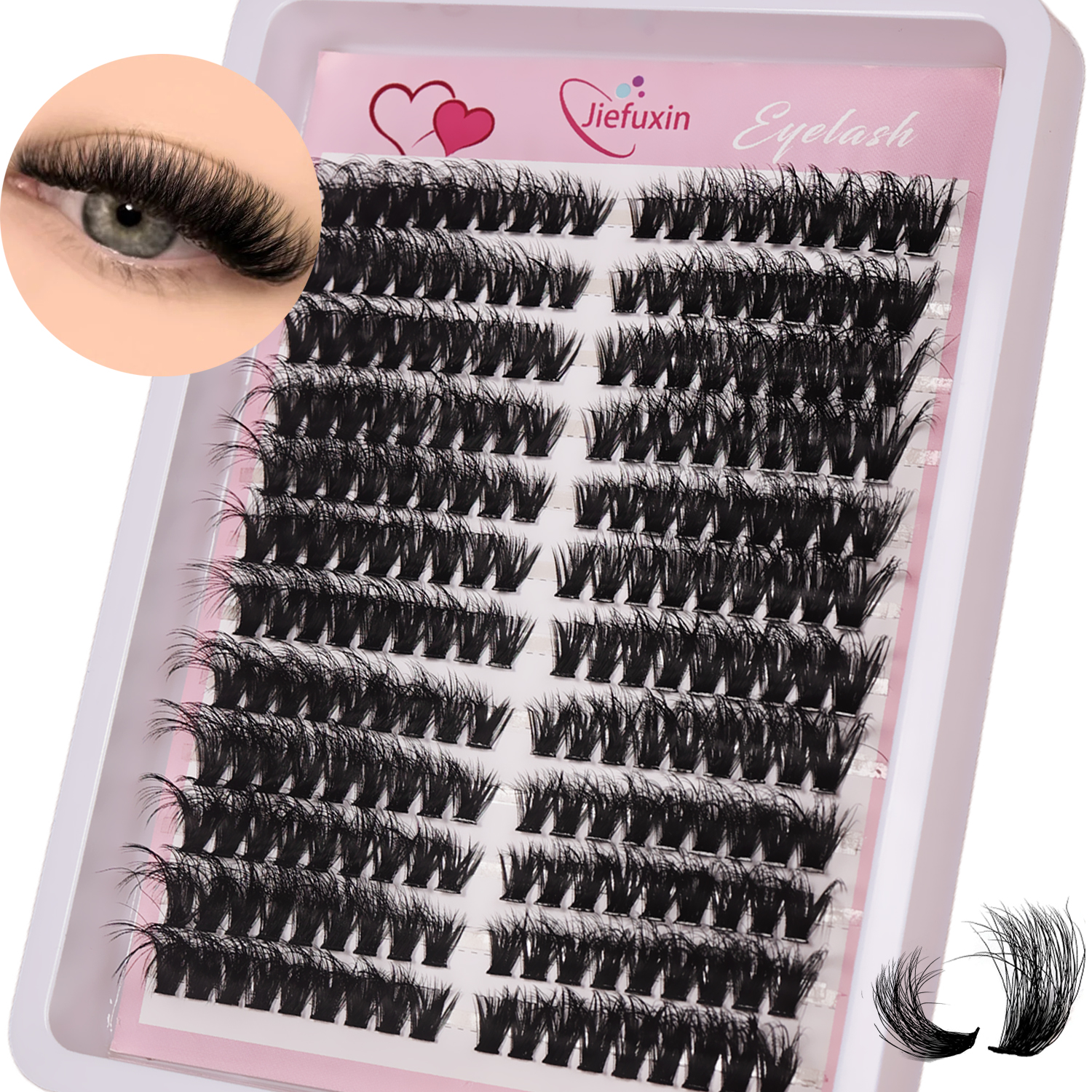 Fluffy Volume Cluster Lashes C - Eyelash Extension Cat Eye Wispy 评论和价格
