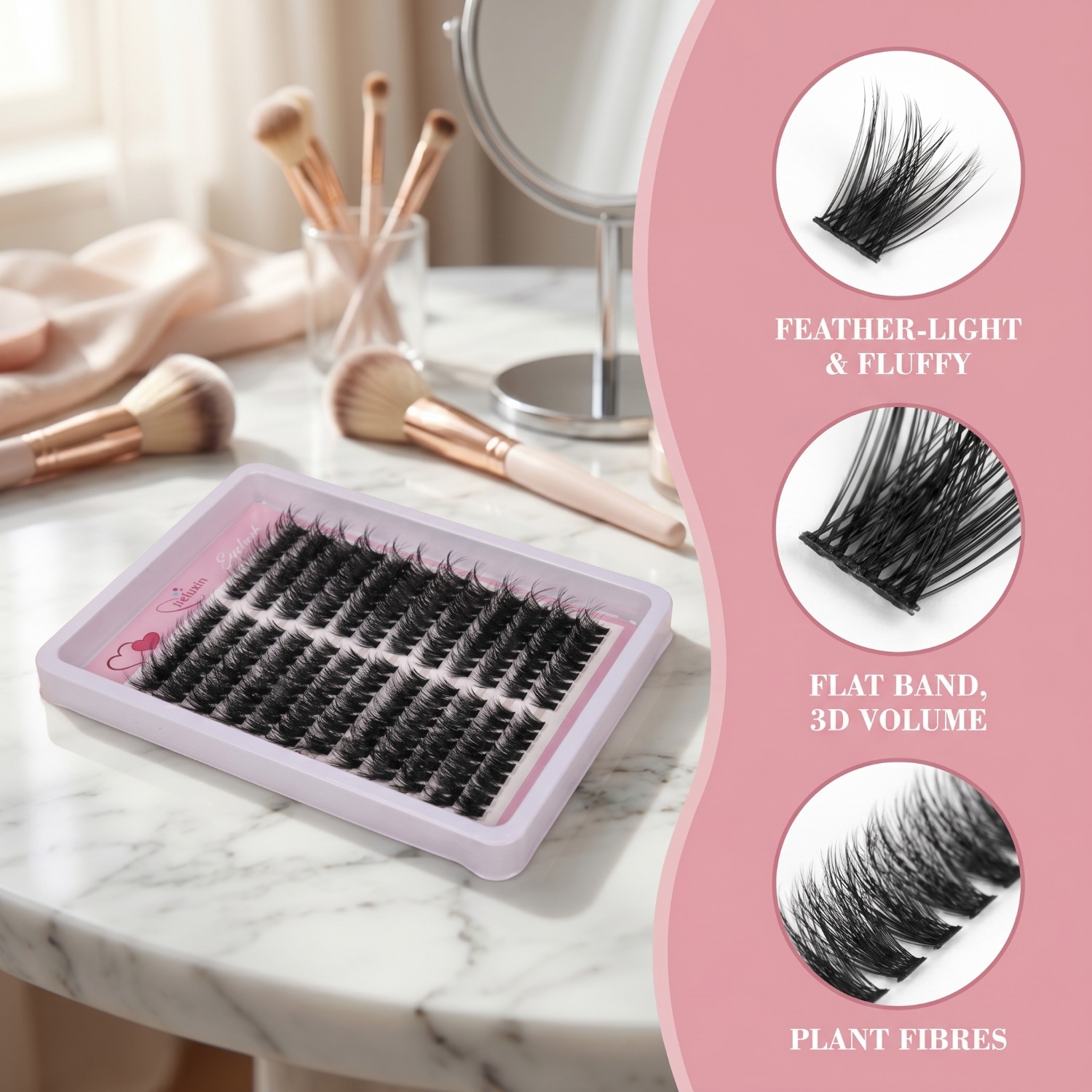 Fluffy Volume Cluster Lashes C - Eyelash Extension Cat Eye Wispy 评论和价格