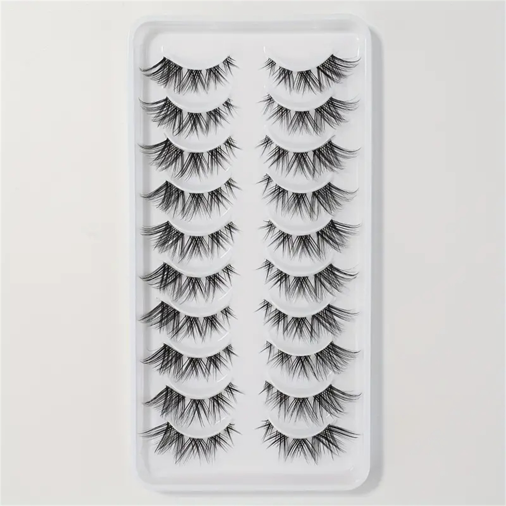10 Pairs False Eyelashes Clust - Eyelash Extension Cat Eye Wispy 评论和价格