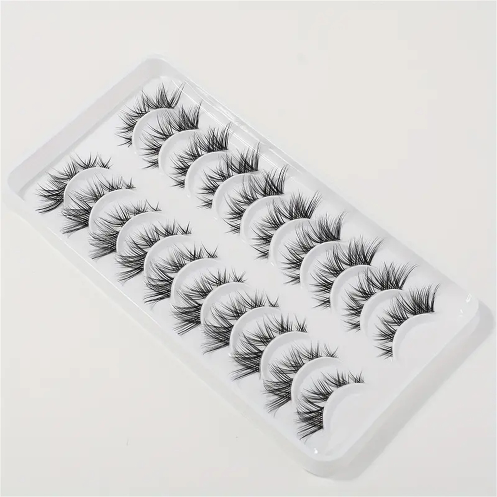 10 Pairs False Eyelashes Clust - Eyelash Extension Cat Eye Wispy 评论和价格