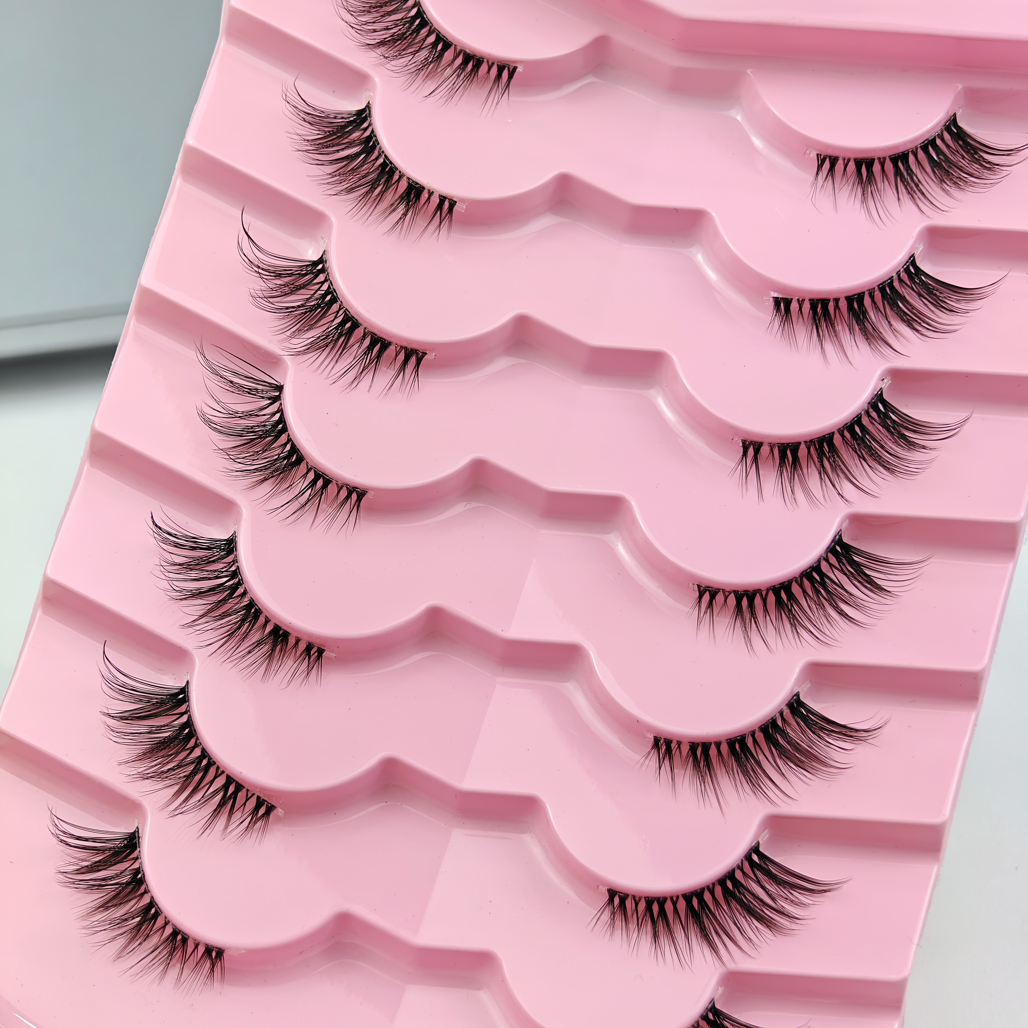 7 Pairs Half Lashes With Clear - Eyelash Extension Cat Eye Wispy 评论和价格